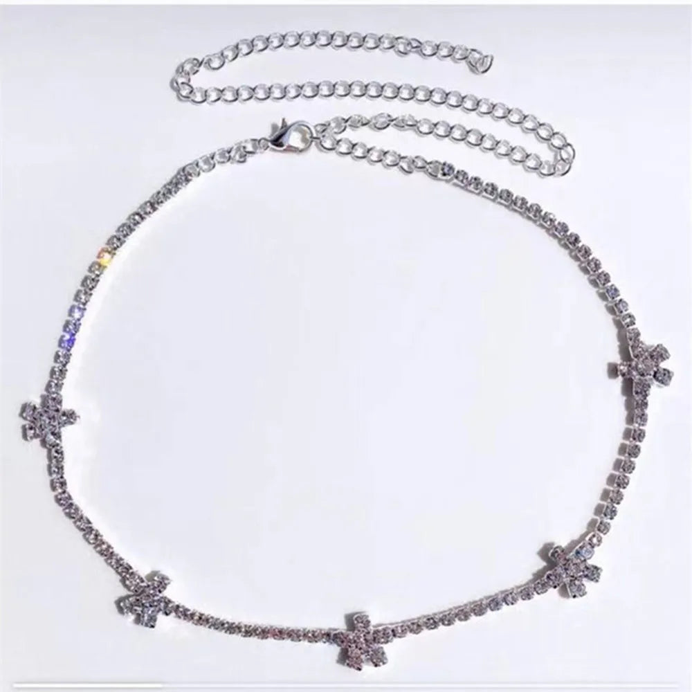 2021 Luxury Vintage Green Heart Pendant Necklace Rhinstone Choker Necklace for Women Luxury Crystal Tennis Chain Choker Collar