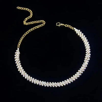 2021 Luxury Vintage Green Heart Pendant Necklace Rhinstone Choker Necklace for Women Luxury Crystal Tennis Chain Choker Collar